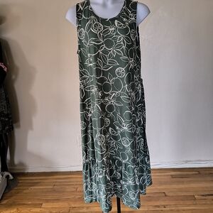 Cudd Duds Ivory Citrus Tiered Maxi Dress Green Size P2X VacationTravel Summer